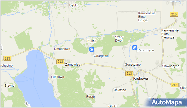 mapa Odargowo gmina Krokowa, Odargowo gmina Krokowa na mapie Targeo
