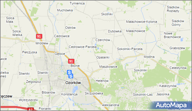mapa Opalanki gmina Ozorków, Opalanki gmina Ozorków na mapie Targeo