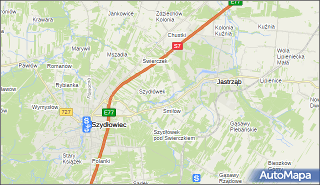 mapa Orłów gmina Jastrząb, Orłów gmina Jastrząb na mapie Targeo