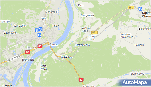 mapa Ostromecko, Ostromecko na mapie Targeo