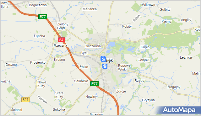 mapa Pasłęk, Pasłęk na mapie Targeo