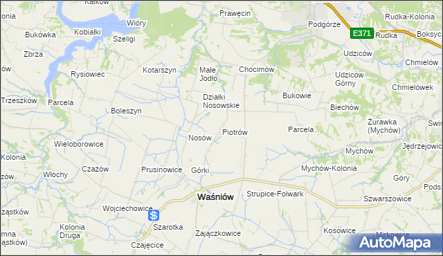 mapa Piotrów gmina Waśniów, Piotrów gmina Waśniów na mapie Targeo