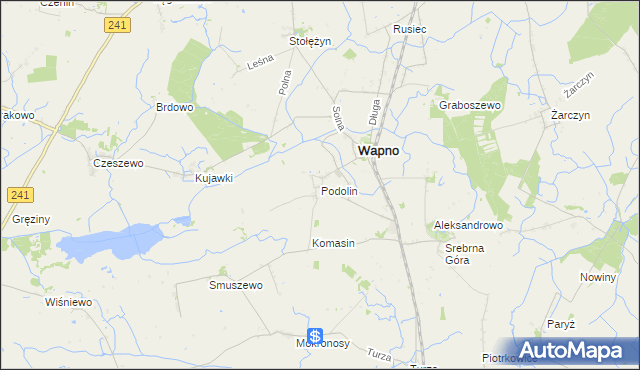 mapa Podolin gmina Wapno, Podolin gmina Wapno na mapie Targeo