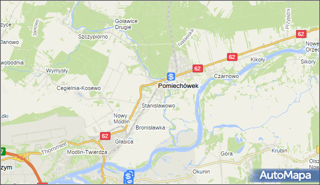 mapa Pomiechowo, Pomiechowo na mapie Targeo