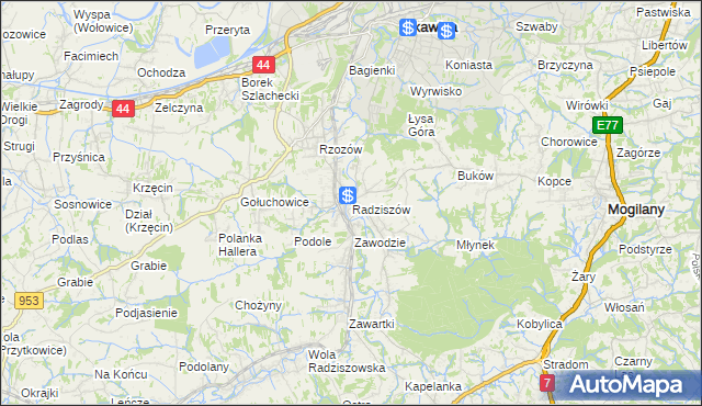 mapa Radziszów, Radziszów na mapie Targeo