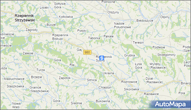 mapa Rzepiennik Suchy, Rzepiennik Suchy na mapie Targeo