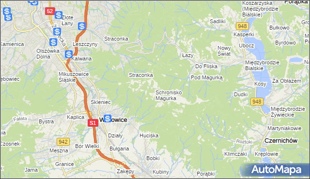 mapa Schronisko Magurka, Schronisko Magurka na mapie Targeo