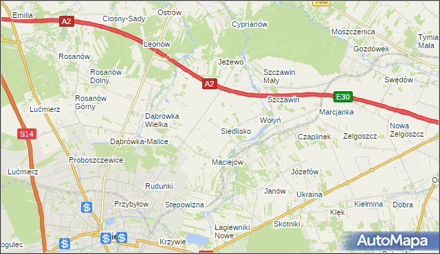 mapa Siedlisko gmina Zgierz, Siedlisko gmina Zgierz na mapie Targeo