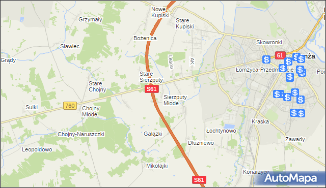mapa Sierzputy Młode, Sierzputy Młode na mapie Targeo