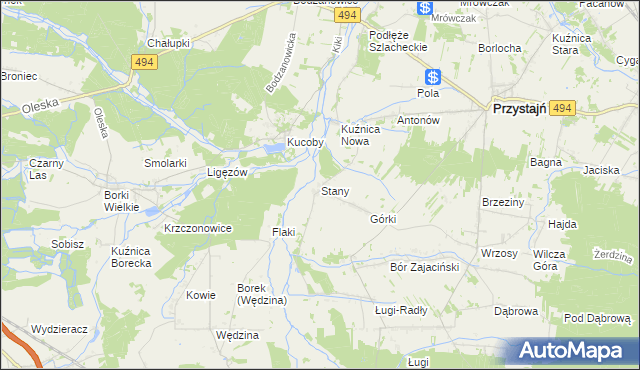 mapa Stany gmina Przystajń, Stany gmina Przystajń na mapie Targeo