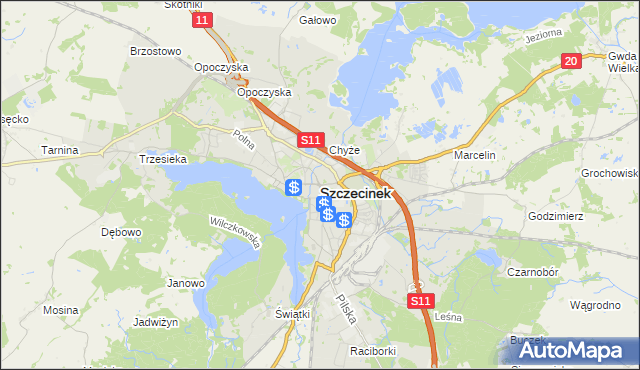 mapa Szczecinek, Szczecinek na mapie Targeo