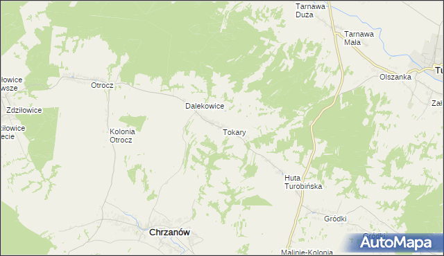 mapa Tokary gmina Turobin, Tokary gmina Turobin na mapie Targeo