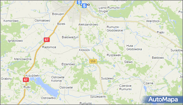 mapa Tomaszewo gmina Lipno, Tomaszewo gmina Lipno na mapie Targeo