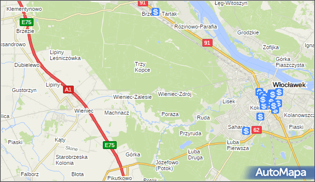 mapa Wieniec-Zdrój, Wieniec-Zdrój na mapie Targeo