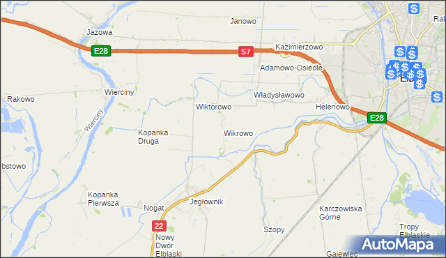 mapa Wikrowo gmina Gronowo Elbląskie, Wikrowo gmina Gronowo Elbląskie na mapie Targeo