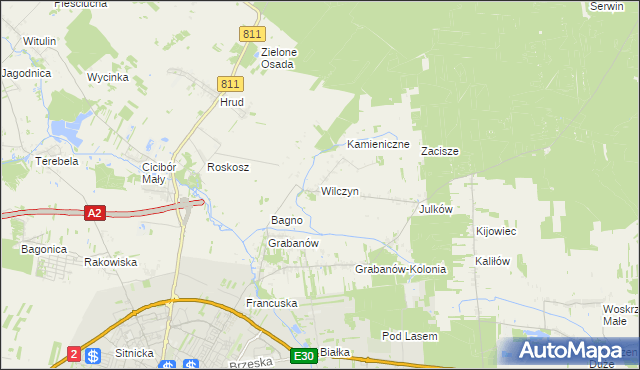 mapa Wilczyn gmina Biała Podlaska, Wilczyn gmina Biała Podlaska na mapie Targeo