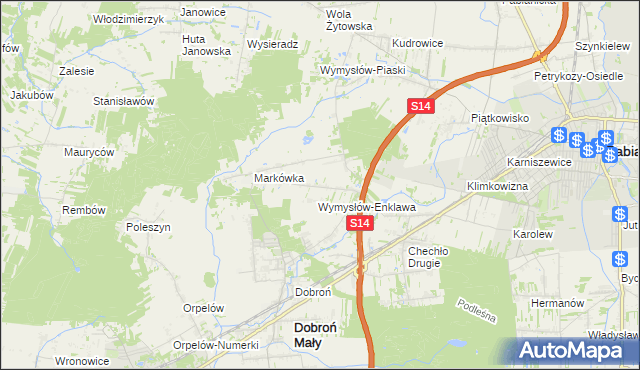 mapa Wincentów gmina Dobroń, Wincentów gmina Dobroń na mapie Targeo