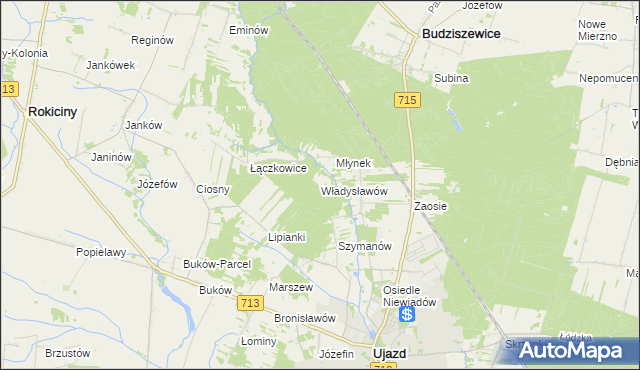 mapa Władysławów gmina Ujazd, Władysławów gmina Ujazd na mapie Targeo