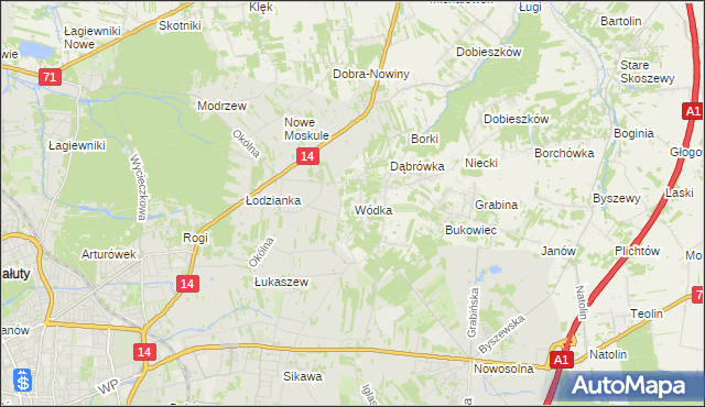 mapa Wódka gmina Nowosolna, Wódka gmina Nowosolna na mapie Targeo