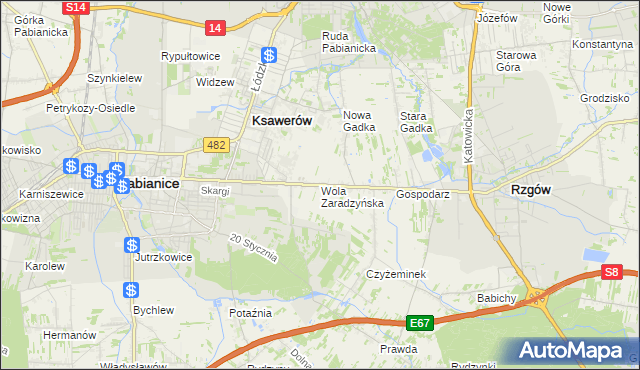 mapa Wola Zaradzyńska, Wola Zaradzyńska na mapie Targeo