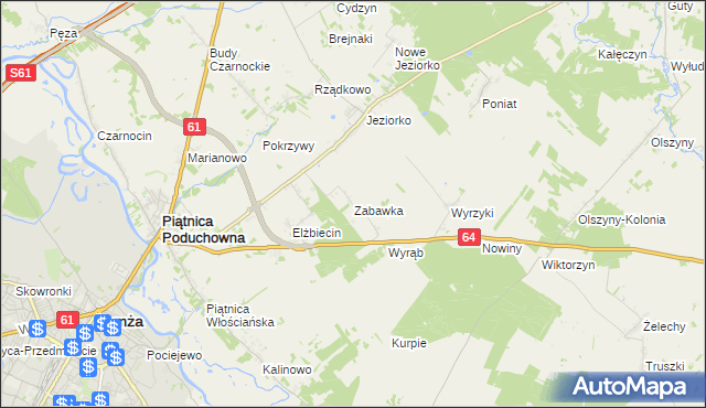 mapa Zabawka gmina Piątnica, Zabawka gmina Piątnica na mapie Targeo