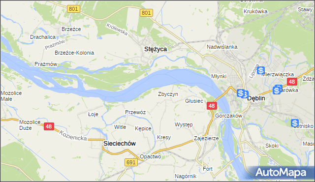 mapa Zbyczyn, Zbyczyn na mapie Targeo