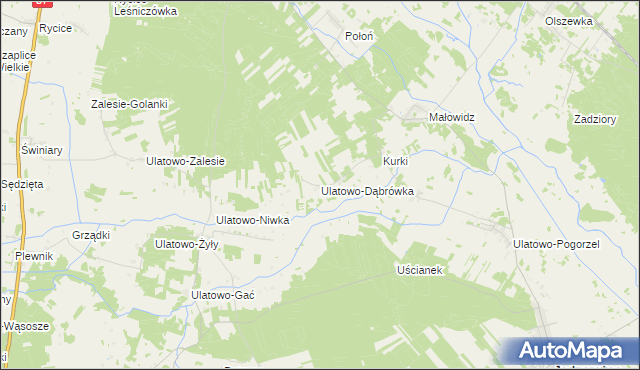 mapa Ulatowo-Dąbrówka, Ulatowo-Dąbrówka na mapie Targeo