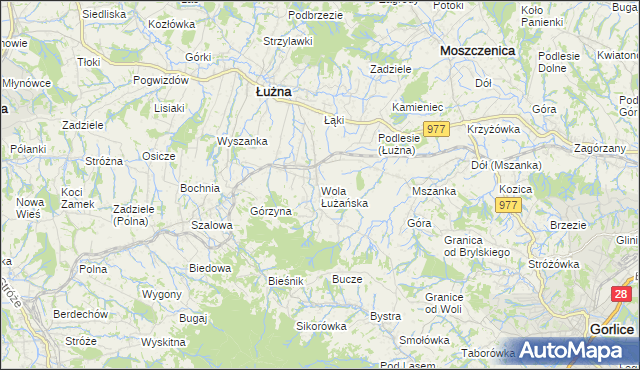 mapa Wola Łużańska, Wola Łużańska na mapie Targeo