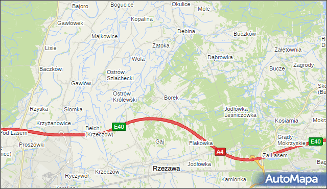 mapa Borek gmina Rzezawa, Borek gmina Rzezawa na mapie Targeo