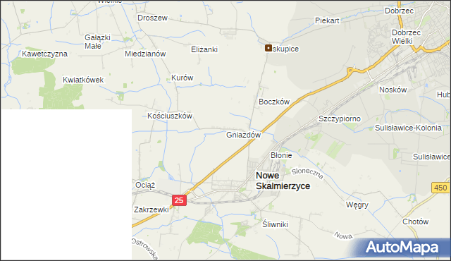mapa Gniazdów gmina Nowe Skalmierzyce, Gniazdów gmina Nowe Skalmierzyce na mapie Targeo
