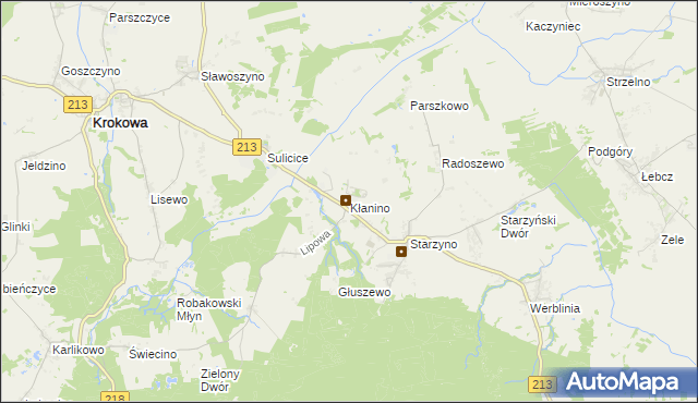mapa Kłanino gmina Krokowa, Kłanino gmina Krokowa na mapie Targeo