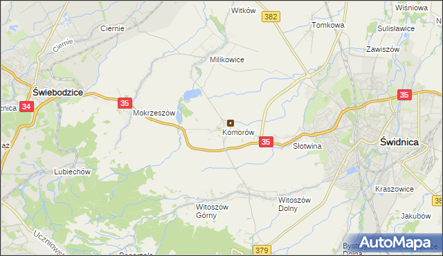 mapa Komorów gmina Świdnica, Komorów gmina Świdnica na mapie Targeo