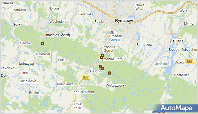 mapa Rymanów-Zdrój, Rymanów-Zdrój na mapie Targeo