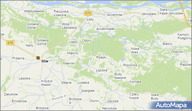 mapa Rzepki gmina Iłów, Rzepki gmina Iłów na mapie Targeo