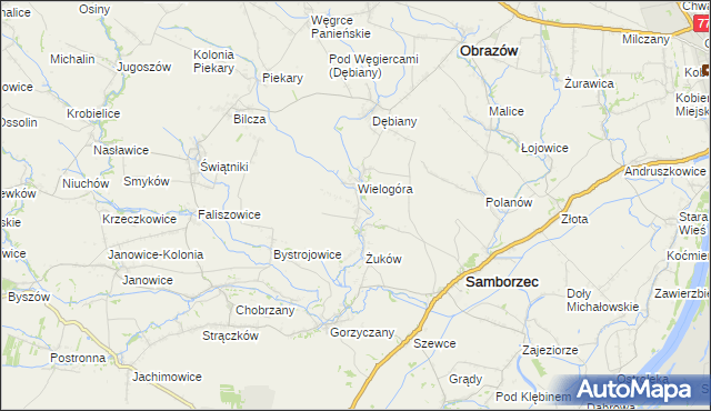mapa Śmiechowice gmina Samborzec, Śmiechowice gmina Samborzec na mapie Targeo