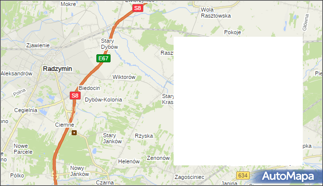 mapa Stary Kraszew, Stary Kraszew na mapie Targeo