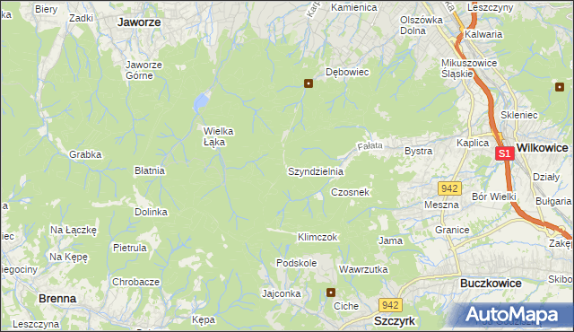 mapa Szyndzielnia, Szyndzielnia na mapie Targeo