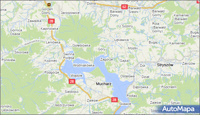 mapa Zagórze gmina Mucharz, Zagórze gmina Mucharz na mapie Targeo