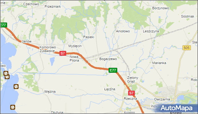 mapa Bogaczewo gmina Elbląg, Bogaczewo gmina Elbląg na mapie Targeo