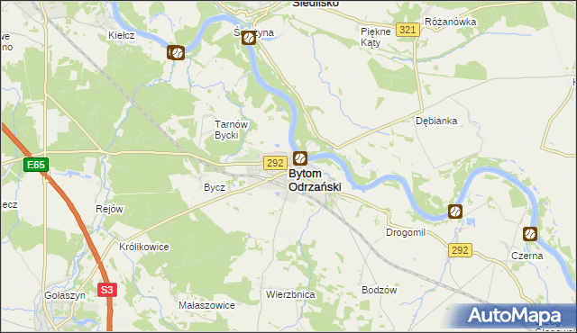 mapa Bytom Odrzański, Bytom Odrzański na mapie Targeo