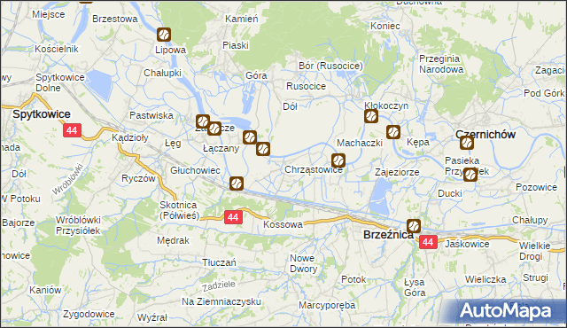 mapa Chrząstowice gmina Brzeźnica, Chrząstowice gmina Brzeźnica na mapie Targeo