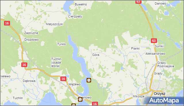 mapa Góra gmina Orzysz, Góra gmina Orzysz na mapie Targeo