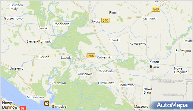 mapa Kobierniki gmina Stara Biała, Kobierniki gmina Stara Biała na mapie Targeo