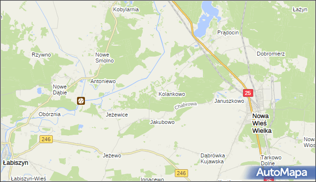 mapa Kolankowo gmina Nowa Wieś Wielka, Kolankowo gmina Nowa Wieś Wielka na mapie Targeo