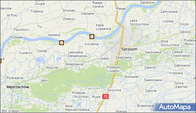 mapa Lubasz gmina Szczucin, Lubasz gmina Szczucin na mapie Targeo