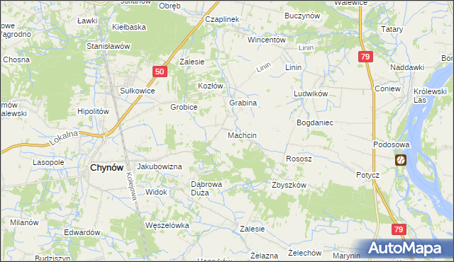 mapa Machcin gmina Chynów, Machcin gmina Chynów na mapie Targeo