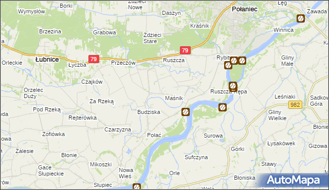 mapa Maśnik, Maśnik na mapie Targeo