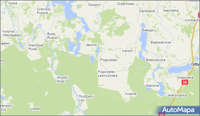 mapa Pogorzelec gmina Giby, Pogorzelec gmina Giby na mapie Targeo