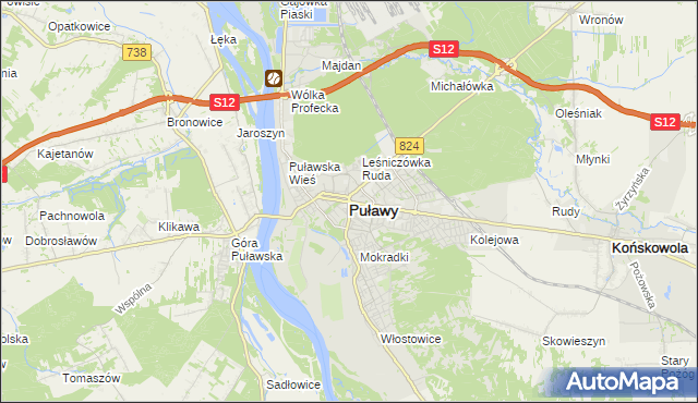 mapa Puław, Puławy na mapie Targeo
