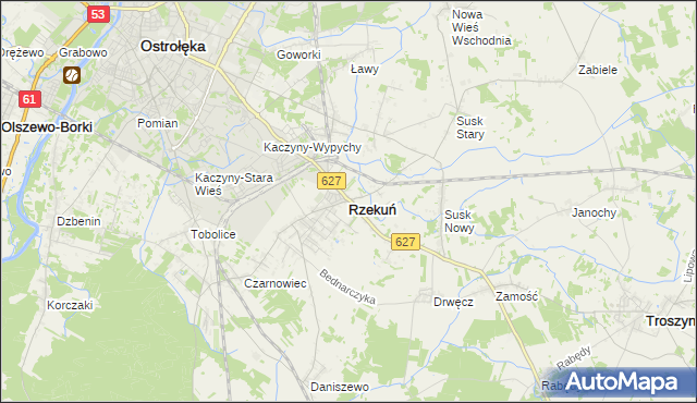 mapa Rzekuń, Rzekuń na mapie Targeo